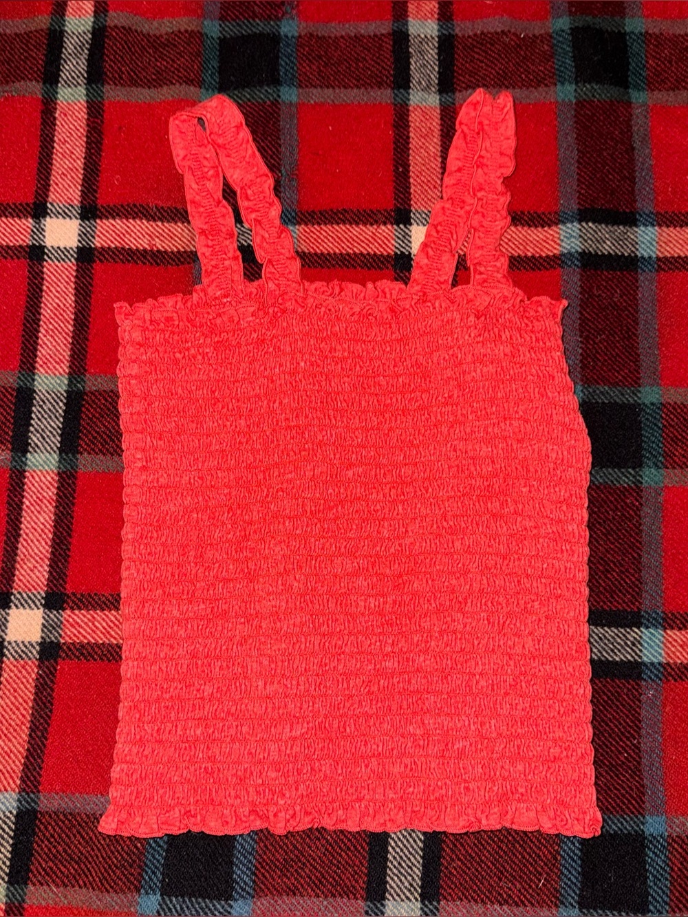 art class Coral Pink Smocked Tank with Ruffle Straps